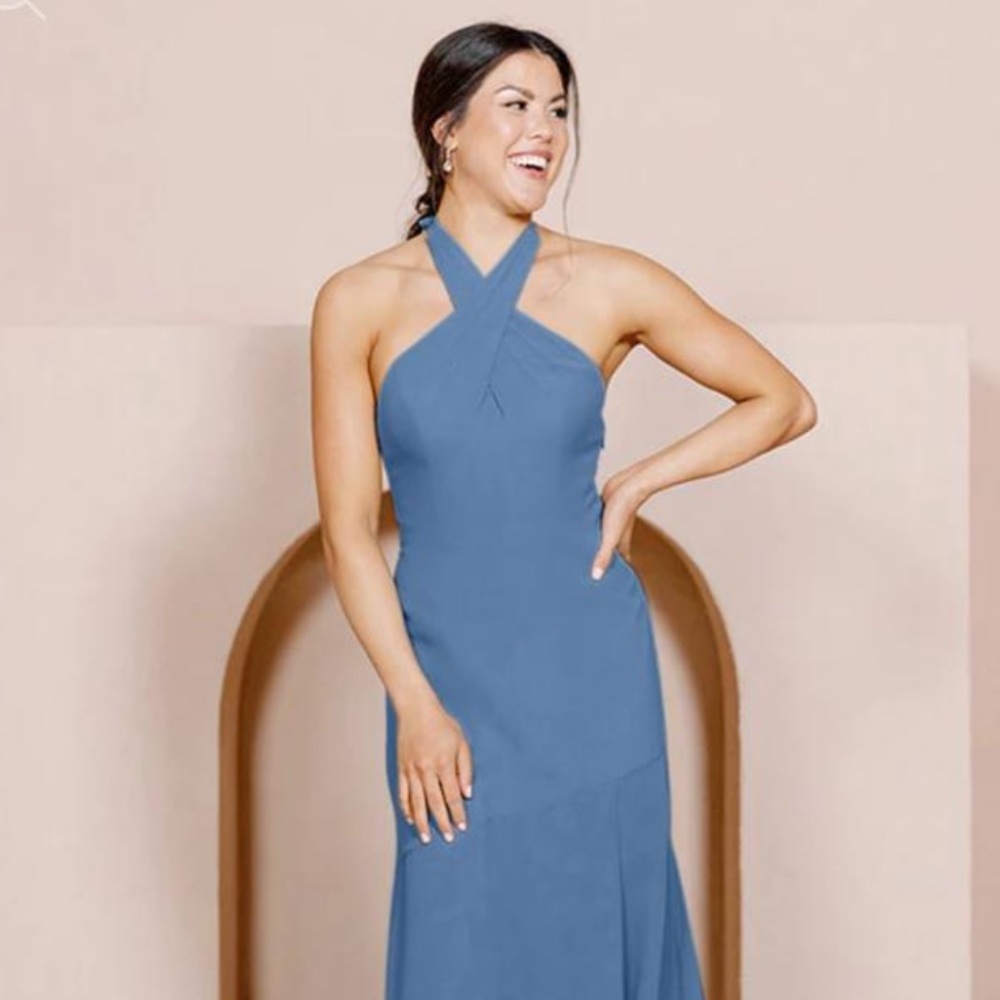 Revelry Athena Dusty Blue Bridesmaid Dress